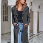 Hooded Long Cardigans Maxi Cardigan with Hood Open Front Lightweight Duster Coat with Pocket - Zeagoo (Us Only)