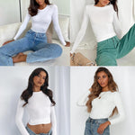 Zeagoo Women's Basic T-Shirt Long Sleeve Y2K Crop Tops (DE Only)