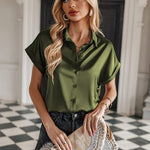 Satin Button Down Shirts- Zeagoo (Us Only)
