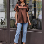 Satin Silk Blouse Tops - Zeagoo (Us Only)