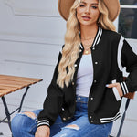 Zeagoo Women's Bomber Jacket Casual Striped Button Down Coat