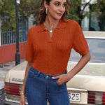 Zeagoo Women Short Sleeve Sweater Pullover Polo Tops