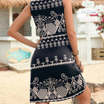 Zeagoo V Neck Sleeveless Sundresses Boho Beach Dress with Pockets