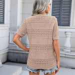 Zeagoo Short Sleeve Crochet Cardigan Button up Bolero Shrug Sweater