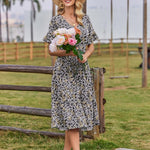 Zeagoo Damen Elegant V-Ausschnitt Kleider A Linie Kurzarm Freizeitkleid (DE Only)