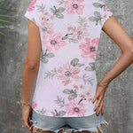 Zeagoo V Neck Eyelet T Shirts Cap Sleeve Tops