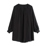 Black Neutral Style V-neck Top