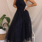 Fairy Vibes Tulle Gathered Detail Halter Maxi Dress