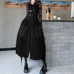 Mesh Stitching Large Pocket Workwear Wide-leg Pants