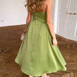 Liora | Robe Midi Élégante Sans Bretelles