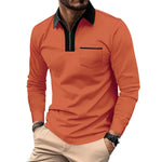 KZZ Men's long-sleeved polo shirt for spring and autumn