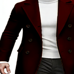KZZ Men's Notch Lapel Double Breasted Long Trench Coat
