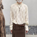Retro Lace Openwork Mock Neck Shirt
