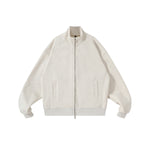Two-way Zipper Oversized Stand Collar Bomber Jacket