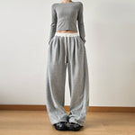 Drawstring Casual Patchwork Wide-leg Pants