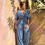 Nyxara | Cold Shoulder Wrap Waist Relaxed Jumpsuit