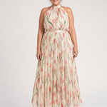 Aurelle | Halter Neck Floral Midi Dress