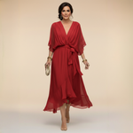 Valérie | Robe midi fluide cache-cœur