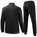 KZZ Men's Solid Zip Up Pocket Jacket & Drawstring Waist Pants Sportswear Set
