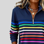 Prismette™ | Colourful Striped Quarter-Zip Sweatshirt