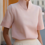 Stand-collar Short-sleeved Top