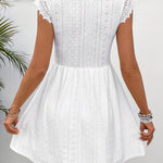 Women's Lace Waist Flutter Sleeve Dress