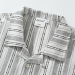 Colorblock Striped Cuban Collar Shirt