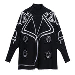 Reversible Turtleneck Pullover Loose Sweater