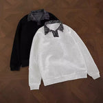 Retro Patchwork Faux Two-piece Sweatshirt