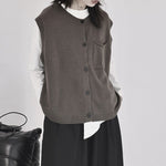 Crew Neck Knitted Loose Sleeveless Vest