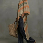 Khaki Linen Blend Printed Off Shoulder Dress With Fringe Hem