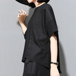 Panelled Loose Button T-shirt