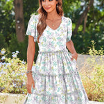 Zeagoo Summer Tiered Mini Dress with Pockets Ruffle Sleeve Dress