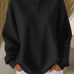 Miranda | Textured Henley Sweatshirt