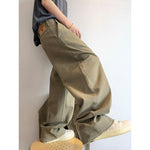 Retro Frayed Pleated Straight-leg Cargo Pants