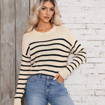 Zeagoo Women's Crew Neck Cropped Sweater Long Sleeve Knit Tops