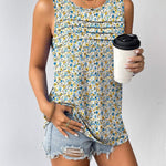 Zeagoo Tank Top Blouses Scooped Neck Pleated Front Shirts