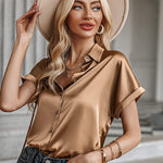 Satin Button Down Shirts- Zeagoo (Us Only)