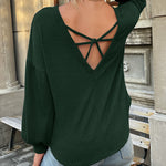 Zeagoo Long Sleeve Backless Hollow Knit Sweater for Women Casual Work Office Loose Fit 2026 | Under