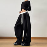 Drawstring Casual Patchwork Wide-leg Pants