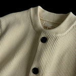 Heavyweight Cotton Crewneck Button Up Knitted Cardigan