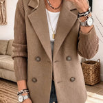 Women's Knit Sleeve Double-Breasted Blazer