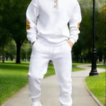 Men's Geometric Texture Hoodie & Jogger Set