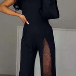 Women’s Off-Shoulder High-Slit Cotton-Blend Jumpsuit