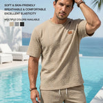 KZZ Men's summer casual fashion round neck short-sleeved short pants set