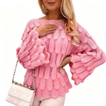 Women's Leaf Pattern Open Knit Jumper