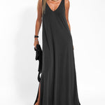 Zeagoo Women's Casual Loose Dress Sleeveless Deep V Neck Split Beach Maxi Long Dress