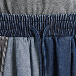 Retro Denim Patchwork Casual Distressed Drape Culottes