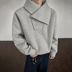 Asymmetrical Button-down Collar Windproof Sweatshirt