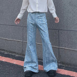 Sequined Distressed Washed Casual Flared Pants